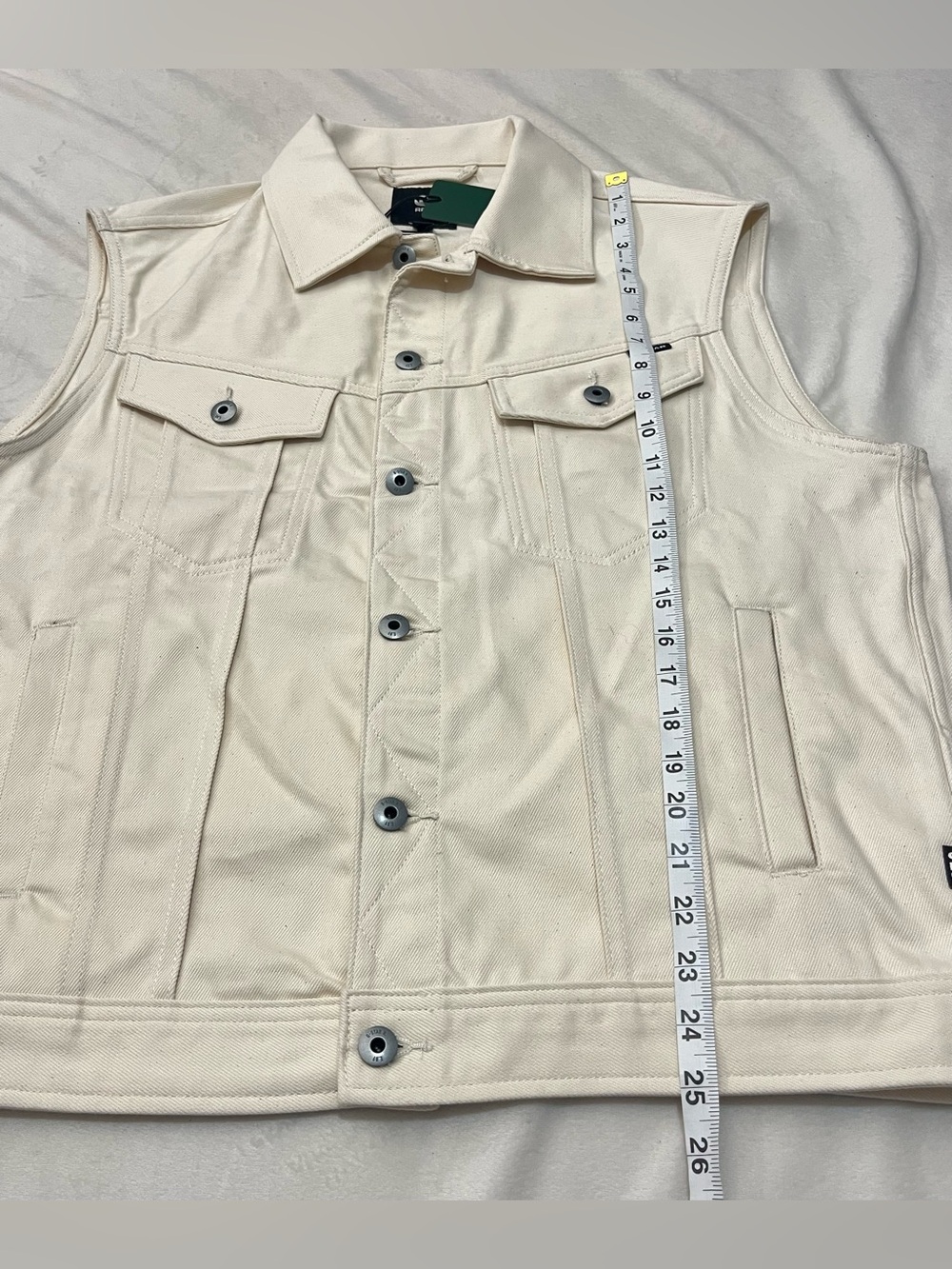 G-Star Originals Raw Denim Cream Color Sleeveless Denim Button Up Collared Vest - Picture 13 of 14